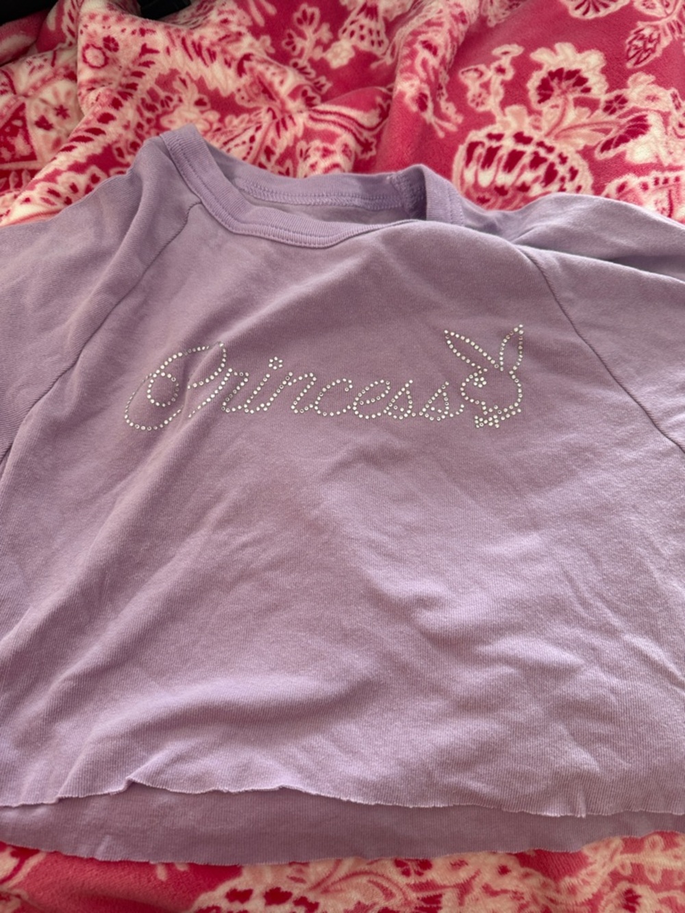 Lilac "Princess" Playboy Rhinestone Crop Top - Picture 4 of 4